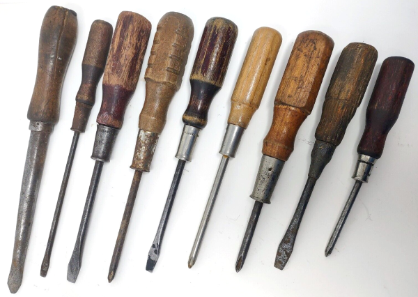 Vintage Wooden Handle Screwdrivers 