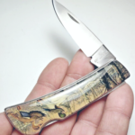 Vintage Lockback Knife with Duck Pattern